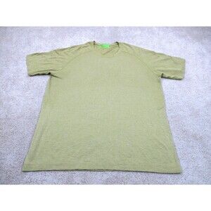 Lululemon Shirt Mens Large L Yellow Metal Vent Tech Athletic Gym Short Sleeve *